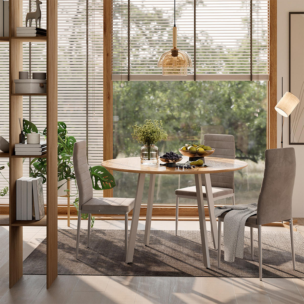 JÍDELNÍ STŮL Halvar Greige - medově dubová/šedobéžová, kompozitní dřevo (120/120/76.5cm) - Vicco