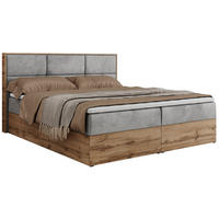 BOXBETT ALBERO 2 - 120/200 Hellgrau Velvet - H3 - Hellgrau, Holz/Textil (120/200cm) - MKS