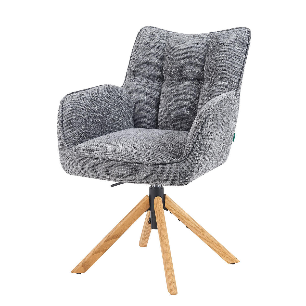 BÜROSTUHL Mika-Keno - Honigeiche/Grau, Eichenholz/Holz (59/85/66cm) - DUBI Möbel