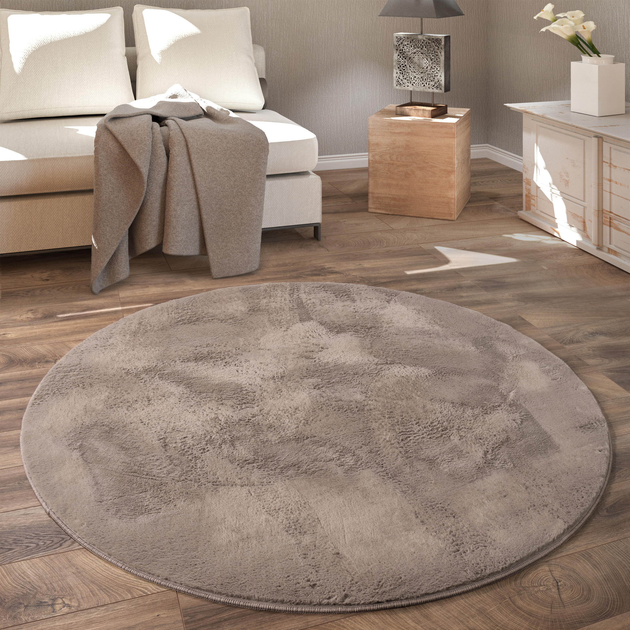 HOCHFLORTEPPICH 120/120 cm Soft 380 - Taupe, Textil (120/120cm) - Paco Home