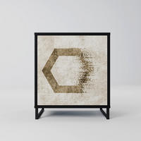 SIDEBOARD HEXAGONAL SHAPES, Schwarz, 57,5x42x67,5 cm, Schwarze Metall-Rahmenfüße - Multicolor/Schwarz, Holzwerkstoff/Metall (57.5/67.5/42cm) - SpaceRebels