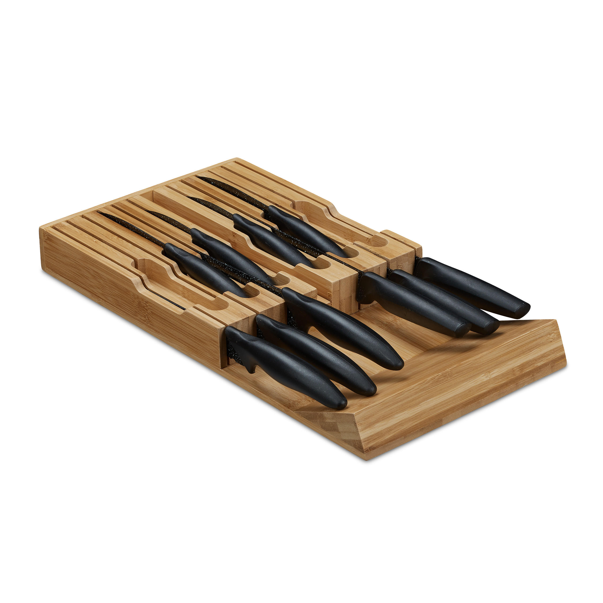 Relaxdays ORGANIZÉR přírodní bambus do zásuvky na 12 nožů 43,5x23 cm