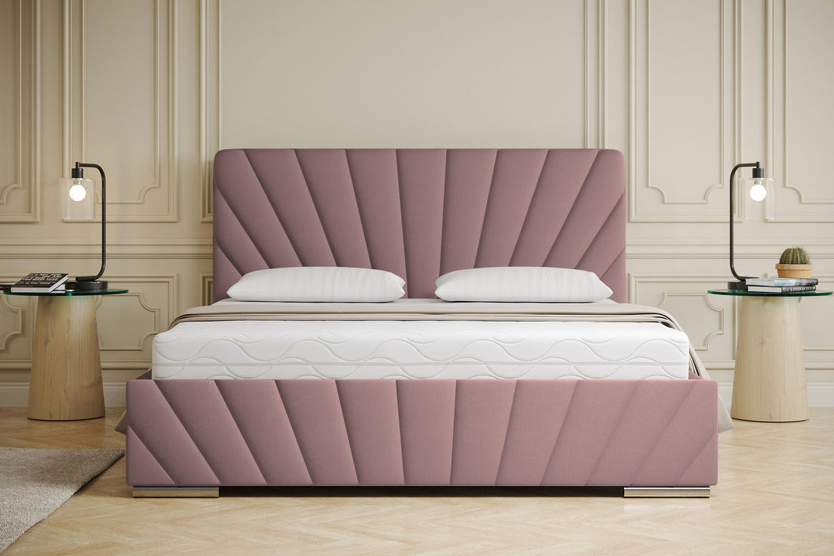 POLSTERBETT Ray 160 x 200 cm mit Bettkasten, Lattenrost OHNE MATRATZE - Rosa - Rosa, Holz (160/200cm) - Panda Möbel