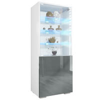 VITRINE Granada Grau Hochglanz - Grau, Holzwerkstoff (50/122.5/34.5cm) - Vladon
