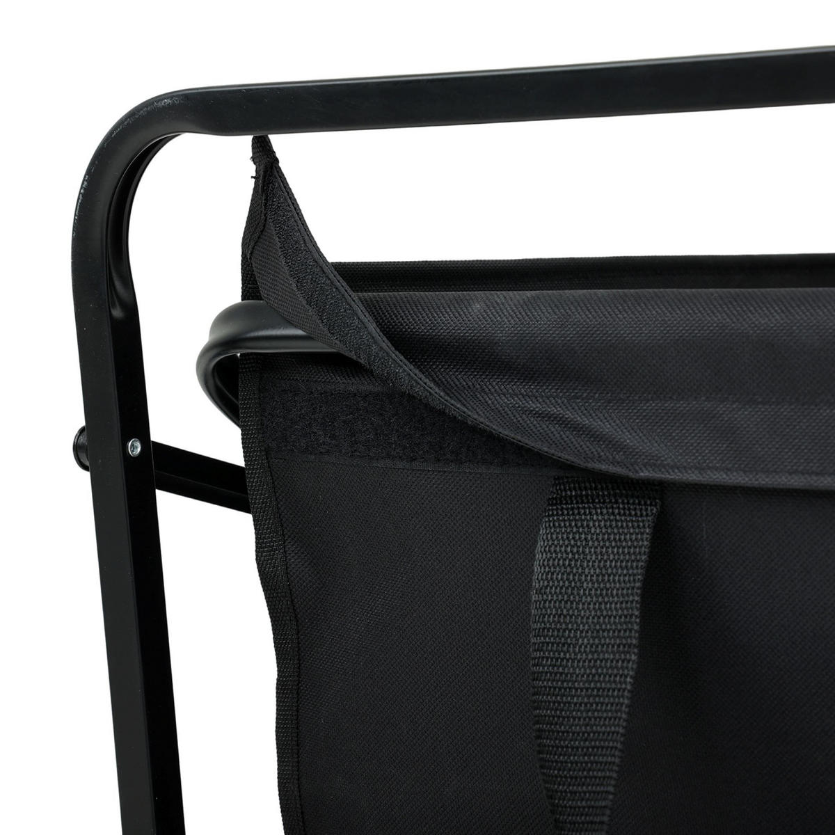 CĂRUCIOR DIN LEMN TIP VAGON, se poate strânge, cu capacitate de încărcare de 110 kg - negru, material textil (50/59/50cm) - RAUMHIRSCH FURNITURE