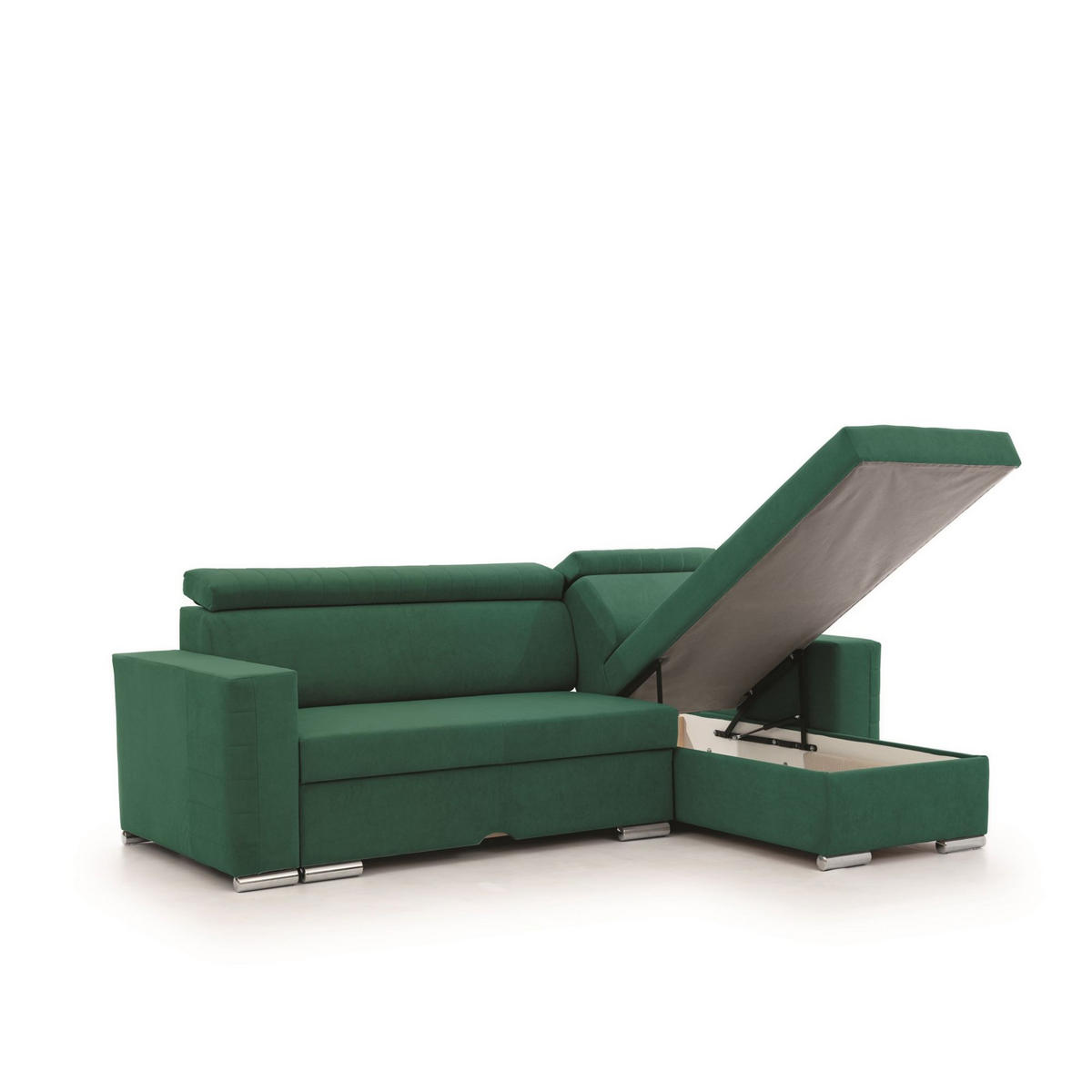 ECKSOFA Canton In Camelia - Grün, Holzwerkstoff/Textil (260/173cm) - Fun Möbel