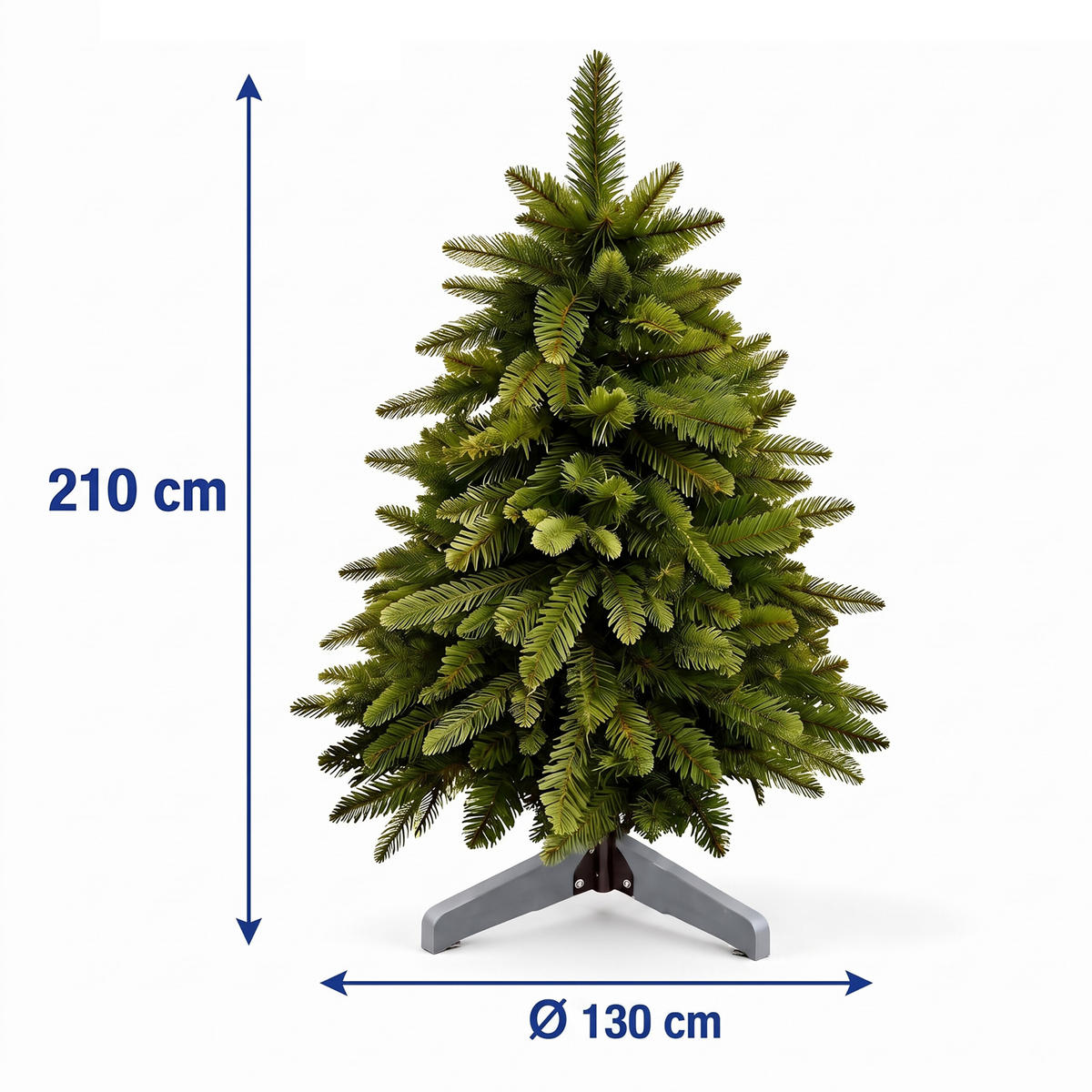 WEIHNACHTSBAUM Grün künstlich Nordmanntanne 210 cm ohne Beleuchtung - Dunkelgrün, Holz/Kunststoff (210cm) - Relaxdays