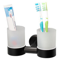 DOPPEL-GLASBECHERHALTER PIAZZA BLACK, schwarz - Schwarz, Kunststoff (17.5/10.5/11cm) - bremermann