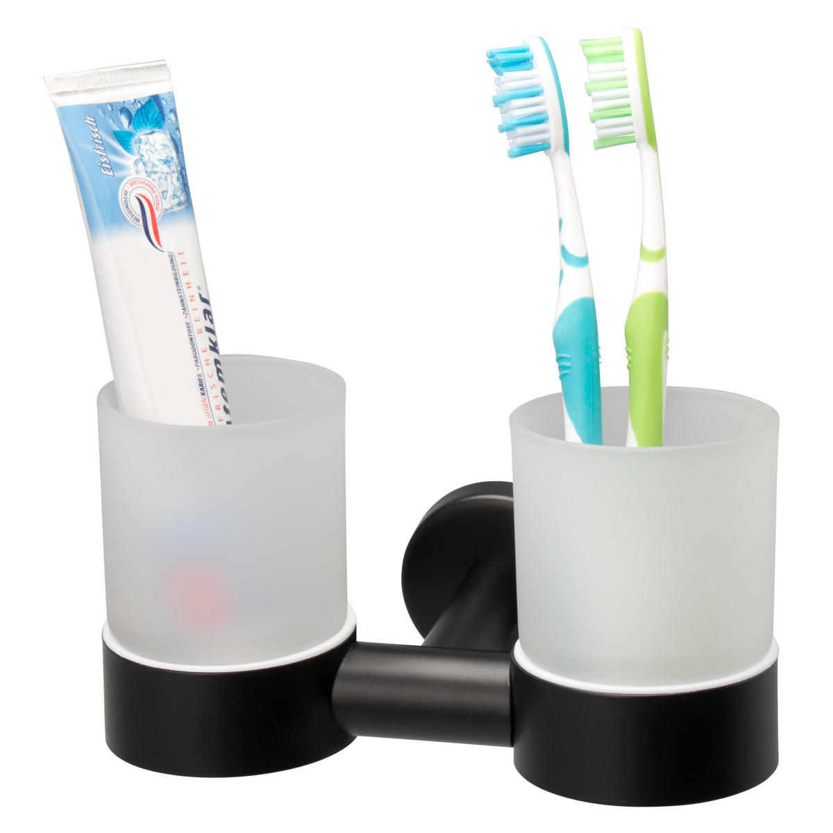 DOPPEL-GLASBECHERHALTER PIAZZA BLACK, schwarz - Schwarz, Kunststoff (17.5/10.5/11cm) - bremermann