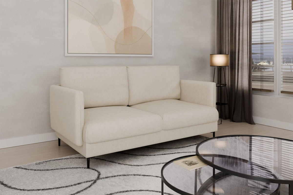 SOFASET Helmer 3-2-1 In Stoff Vibe - Creme, Holzwerkstoff/Textil (226/95/95cm) - Fun Möbel