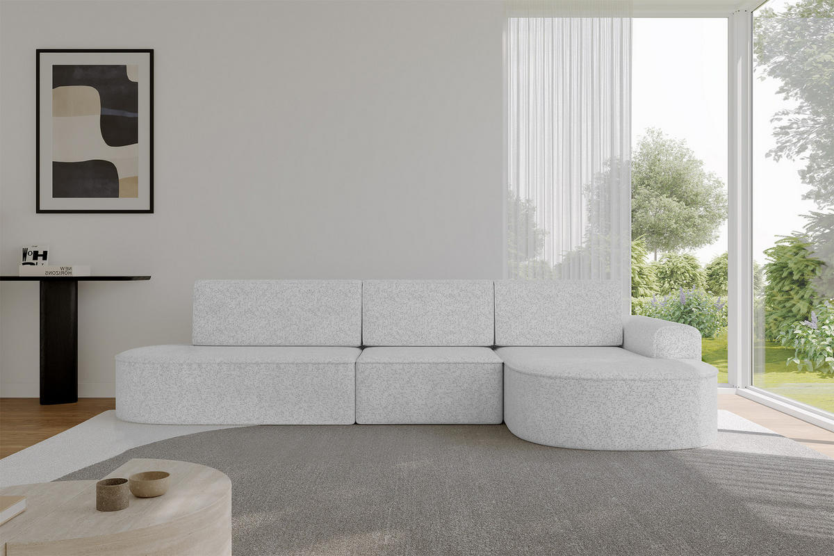ECKSOFA mit Schlaffunktion Ottomane RECHTS MARI L2-S 368X167X85 Grau Velours - Taupe/Schwarz, Holzwerkstoff/Kunststoff (167/368cm) - ALTDECOR