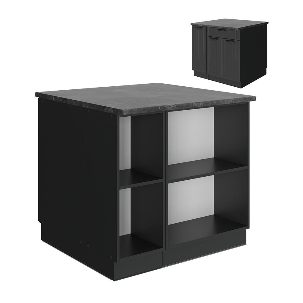 KUCHYŇSKÝ OSTROV Fame-Line Tmavě šedá - tmavě šedá/antracitová, kompozitní dřevo (90/82/60cm) - Vicco