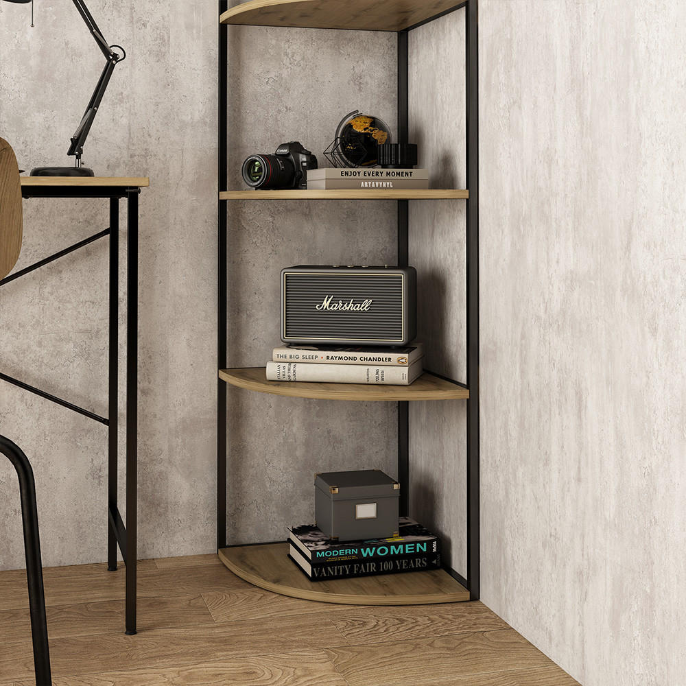 WANDREGAL Fyrk Eiche 40 x 180 cm 5 Ebenen - Eichefarben/Schwarz, Holzwerkstoff (40/180/40cm) - Vicco