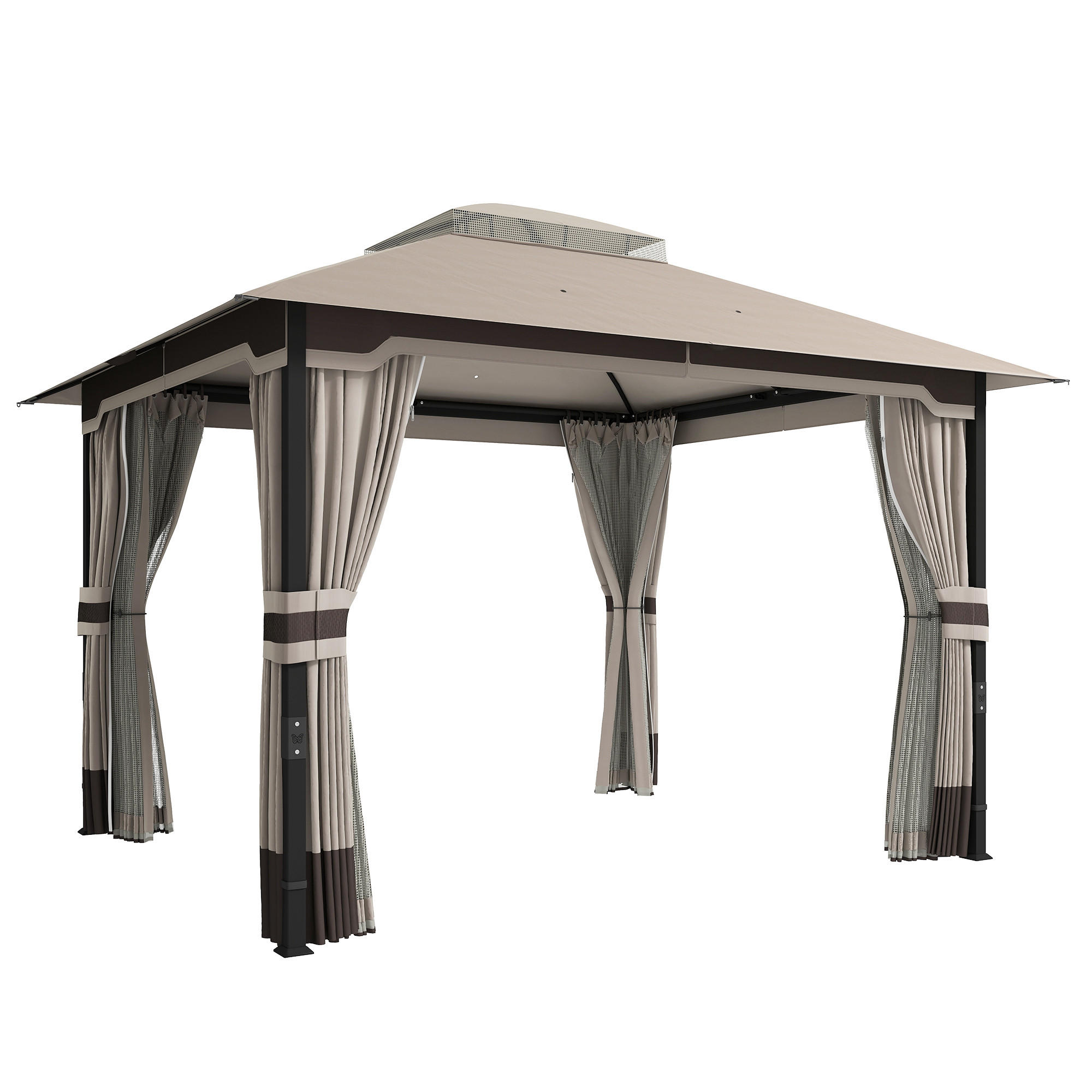 PAVILLON Metall Polyester Khaki - Beige, Metall (300/279/360cm) - Outsunny