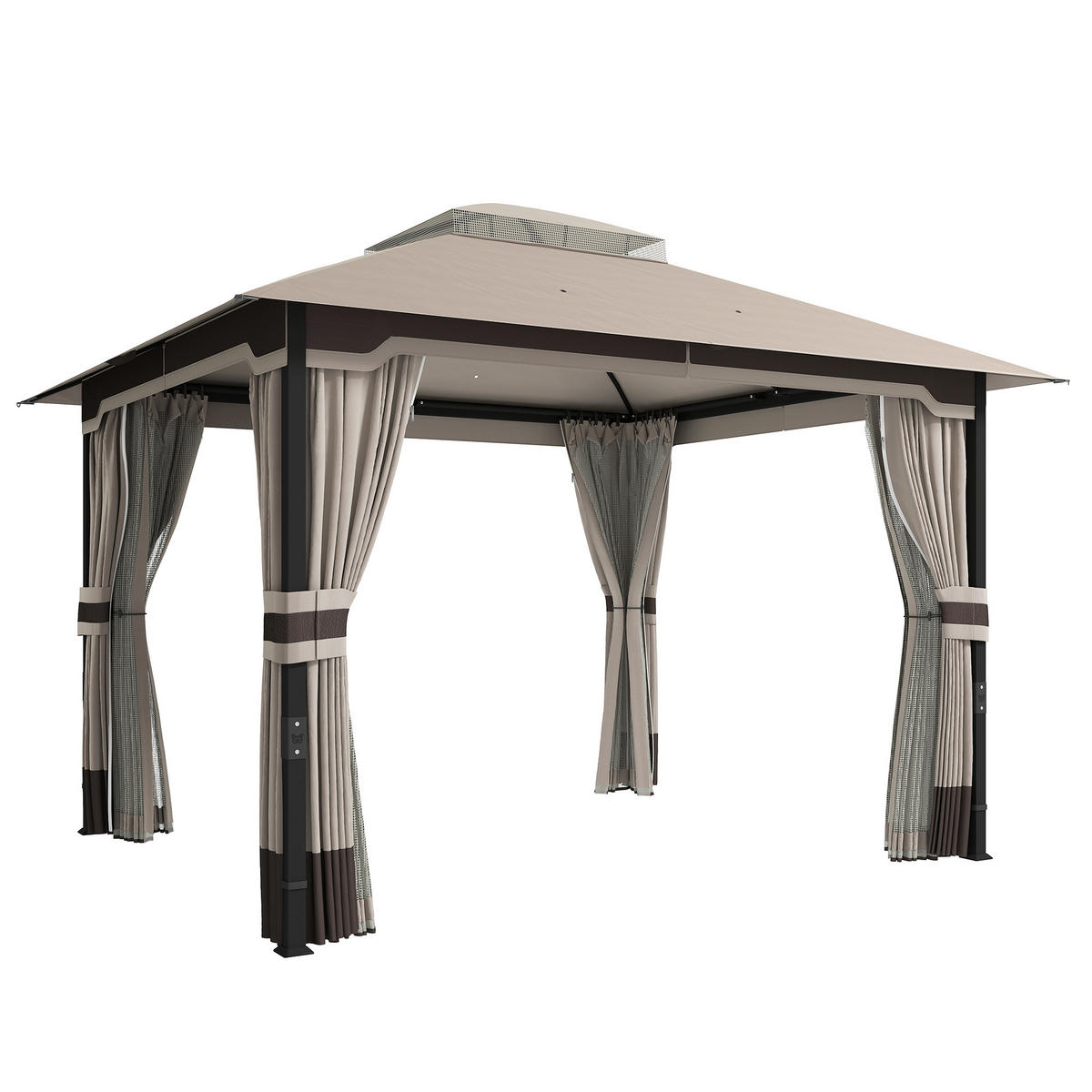 PAVILLON Metall Polyester Khaki - Beige, Metall (300/279/360cm) - Outsunny