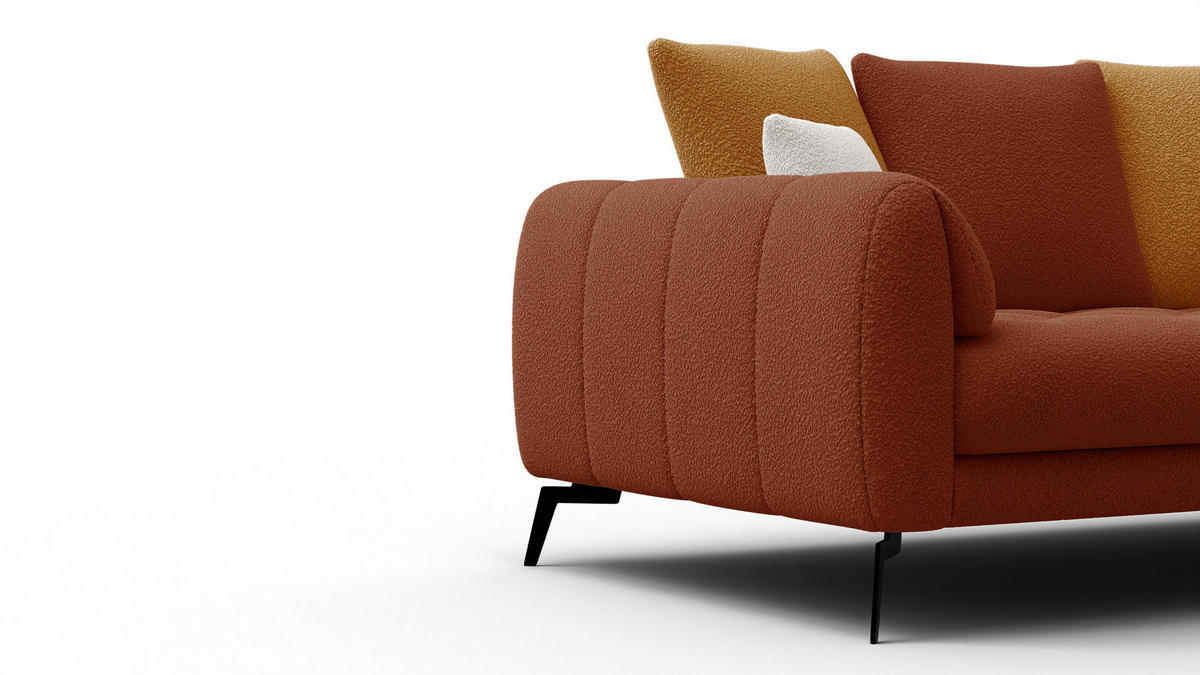 SOFA CALME 2,5-Sitzer, dunkelorange und écru - Dunkelorange, Holz/Textil (199/92/108cm) - Courtois Laville
