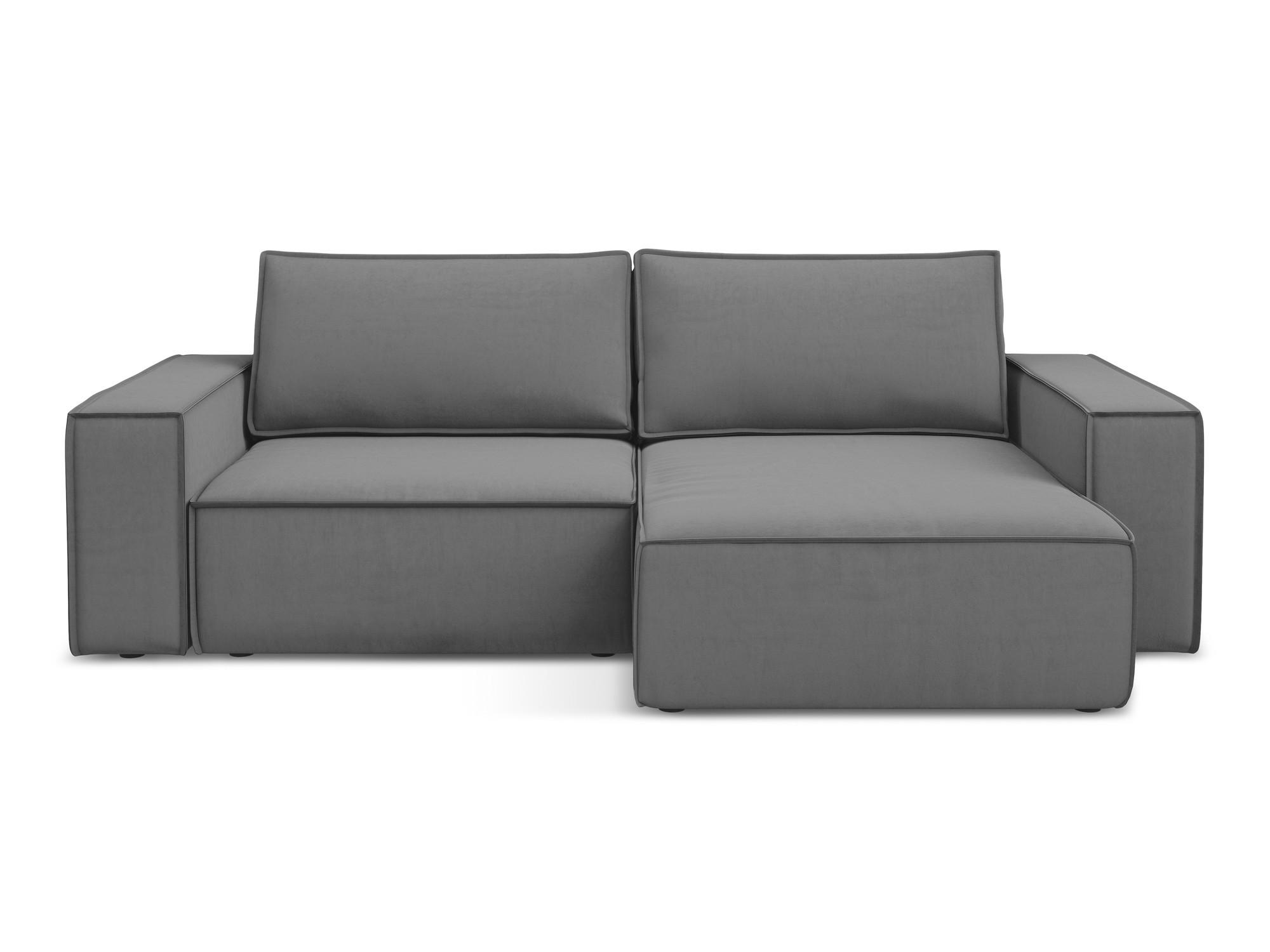 ECKSOFA mit Schlaffunktion Samt Stoff Grau - Schwarz/Grau, Kunststoff/Textil (257/148cm) - Makamii
