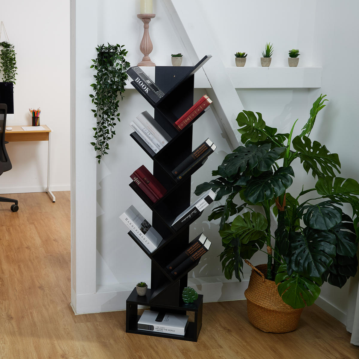 BÜCHERREGAL - Schwarz, Holzwerkstoff/Wellpappe (38/146/22cm) - Relaxdays