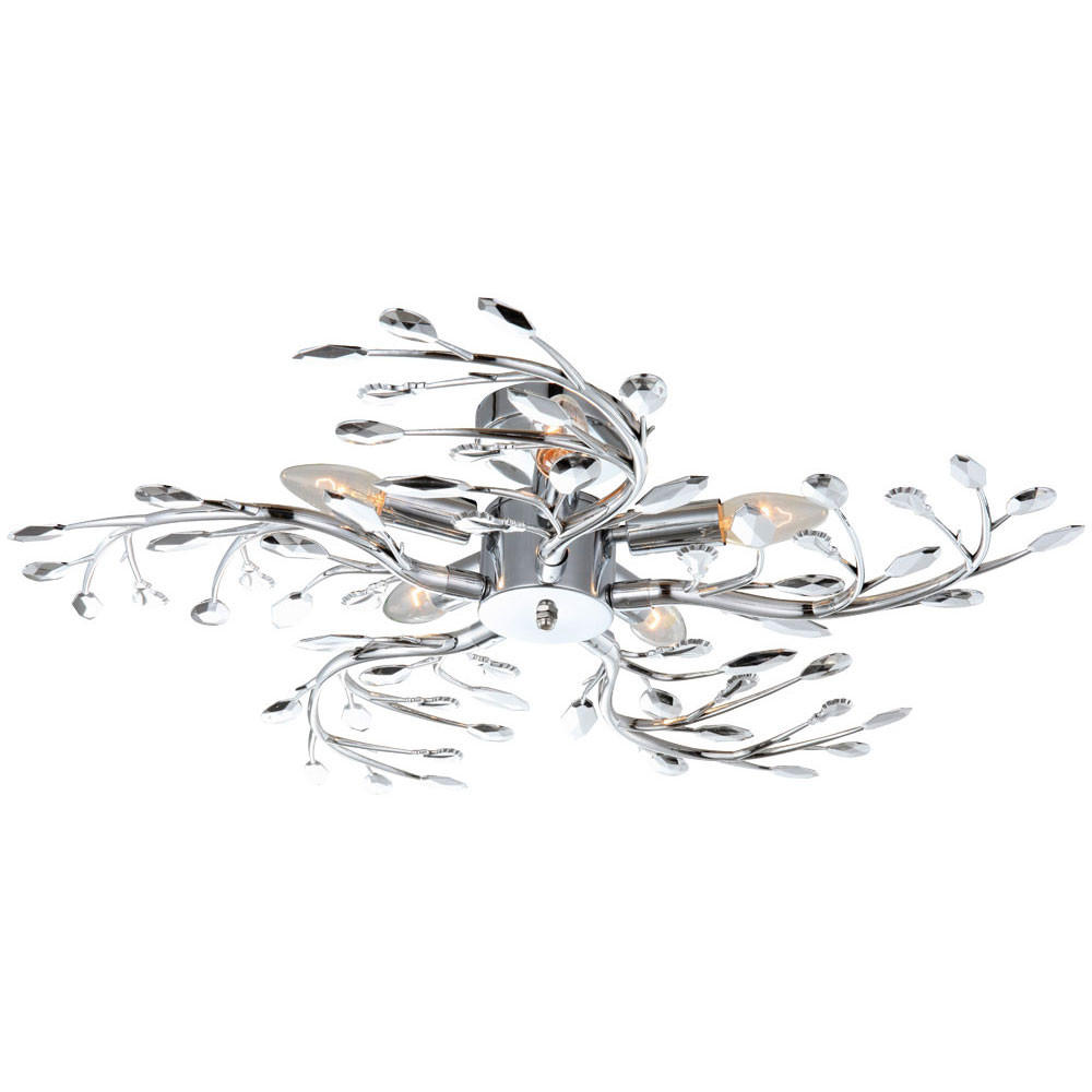LED DECKENLEUCHTE Chrom Silber Blätter-Design - Silberfarben, Metall (65/65/16cm) - Globo Lighting