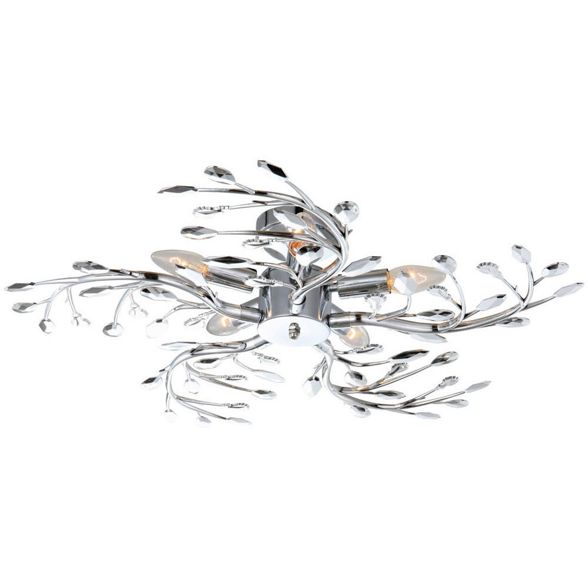 LED DECKENLEUCHTE Chrom Silber Blätter-Design - Silberfarben, Metall (65/65/16cm) - Globo Lighting