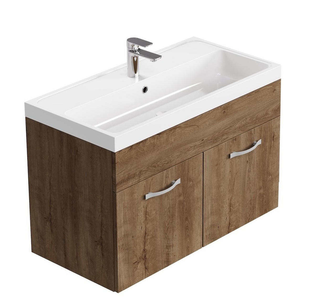 BADMÖBEL-SET Paso 2 Teile Braun Eiche - 80 x 35 x 55 cm - Eichefarben/Braun, Holz (80/55/40cm) - Badplaats