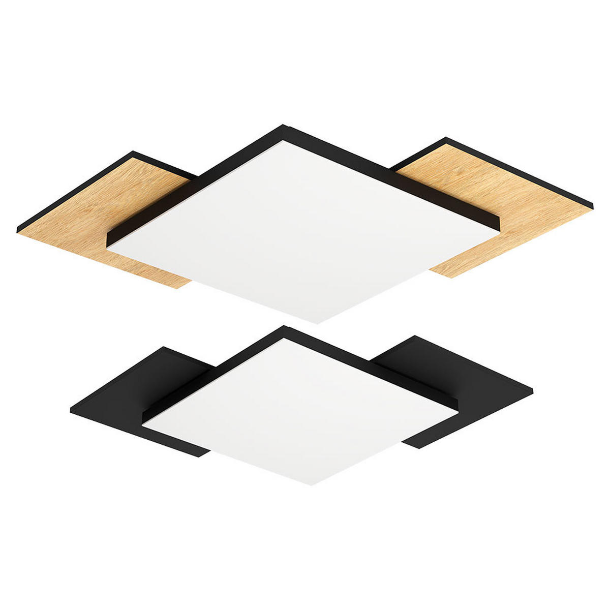 LED DECKENLEUCHTE Holzoptik Schwarz - Schwarz, Metall (43/43/6cm)