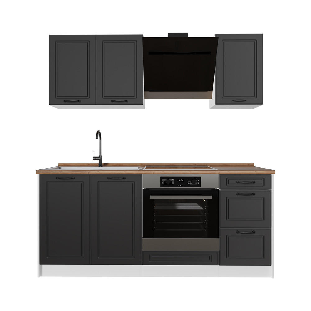 Vicco Singleküche Anthrazit, Weiß 180x206.8x46 cm