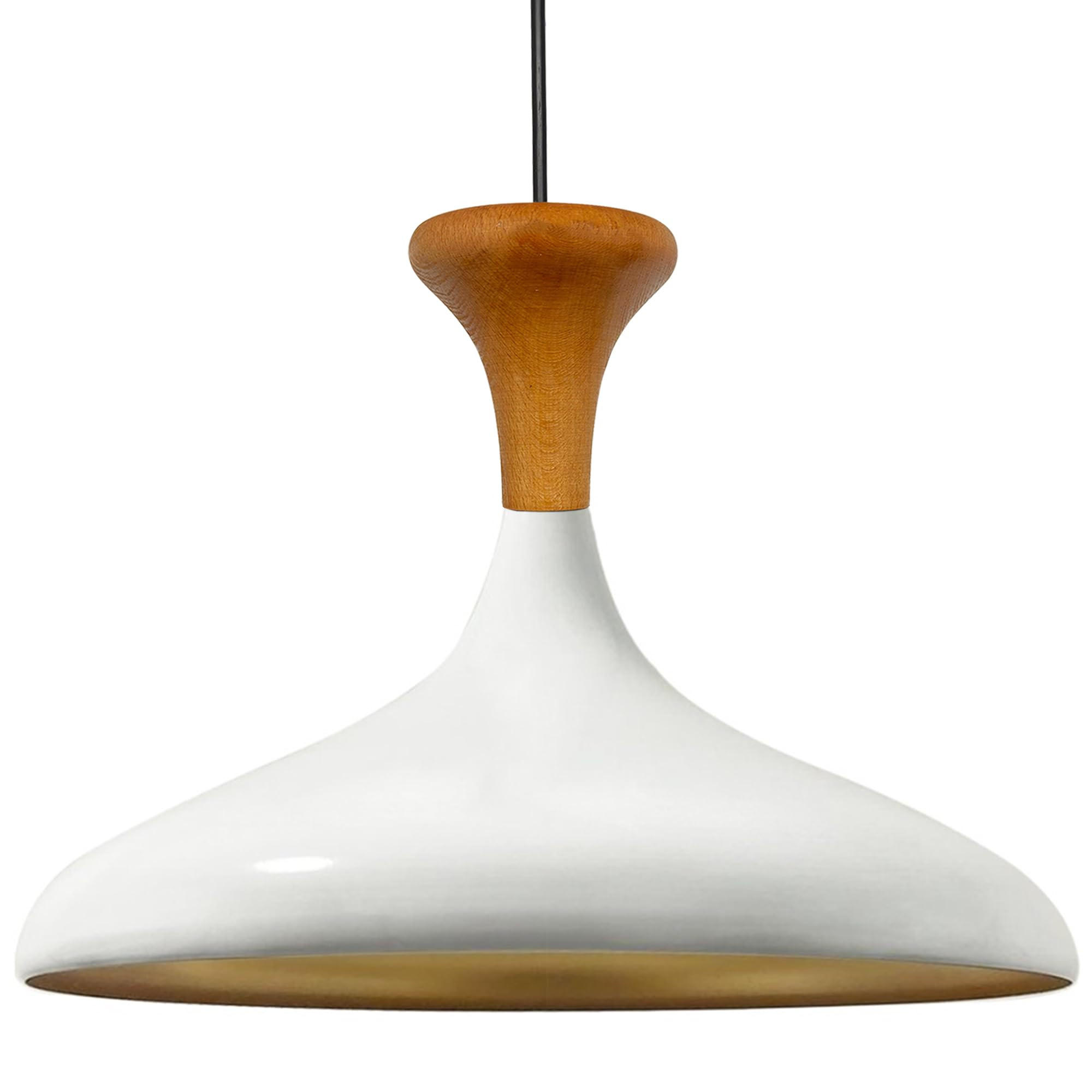 PENDELLEUCHTE Champion Pilz-Holz 35/29 cm - Goldfarben/Weiß, Holz/Metall (35/29cm) - Bamyum