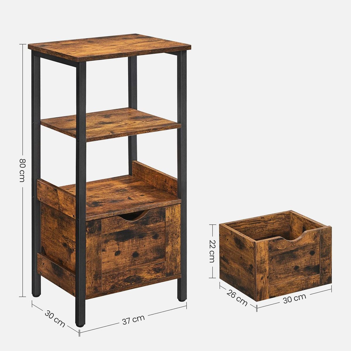 BADEZIMMERREGAL STANDREGAL - Braun, Holzwerkstoff (30/80/37cm) - Hansiro
