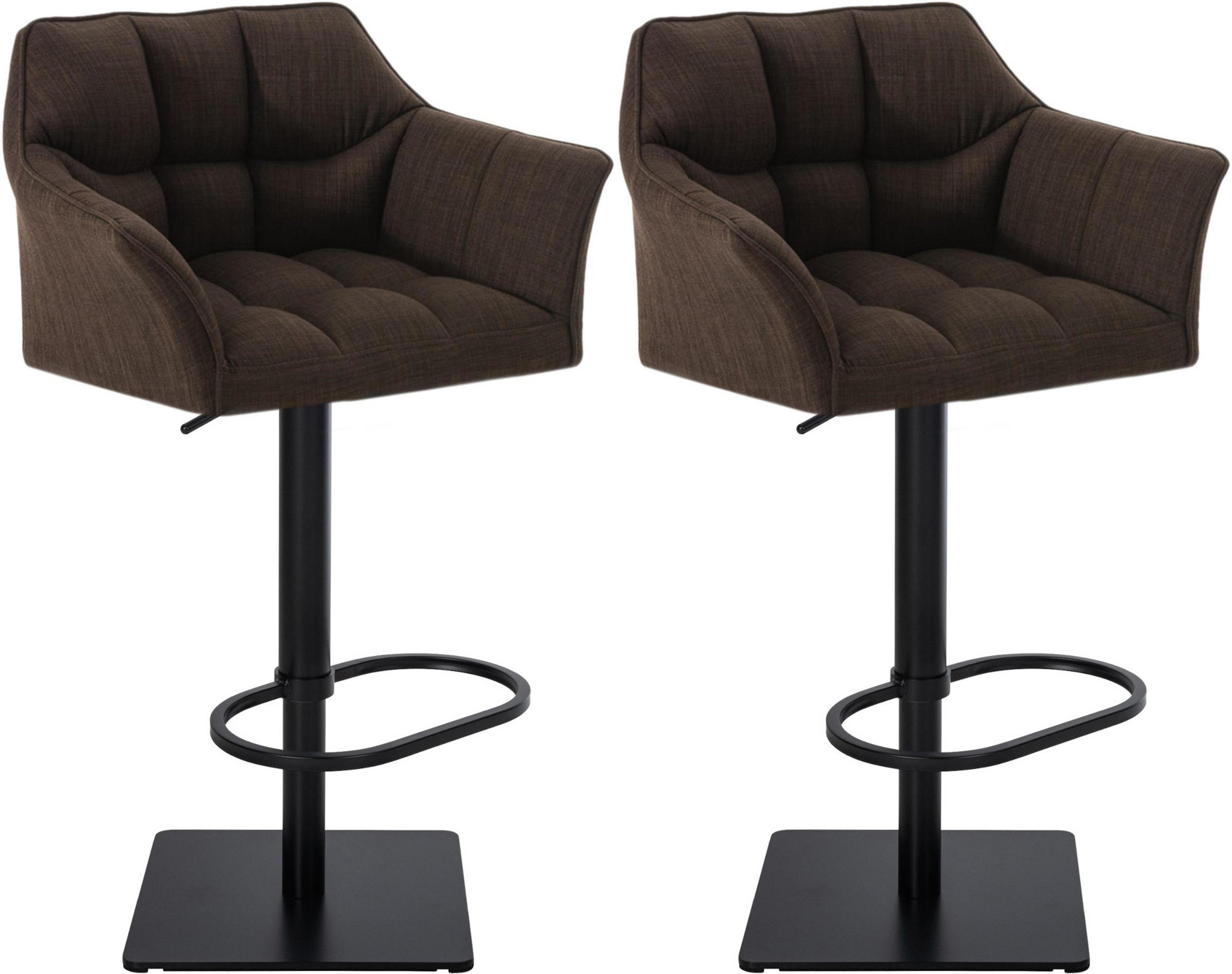 BARHOCKER 2er Set Damaskus Stoff schwarz braun - Schwarz/Braun, Textil/Metall (64/110/48cm) - TPFLiving