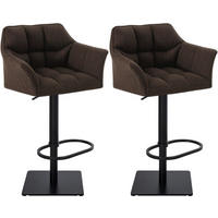 BARHOCKER 2er Set Damaskus Stoff schwarz braun - Schwarz/Braun, Textil/Metall (64/110/48cm) - TPFLiving