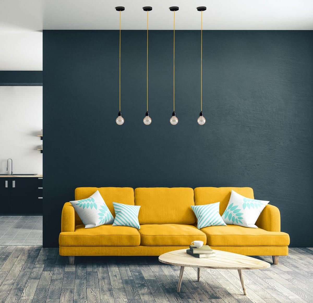 PENDELLEUCHTE Hang 1 Flammig Retro - Grün, Naturmaterialien (250/1/250cm) - HOOPZI