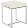 HOCKER Lederlook creme - Edelstahlfarben/Creme, Textil/Metall (40/48/40cm) - CLP