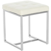 HOCKER Lederlook creme - Edelstahlfarben/Creme, Textil/Metall (40/48/40cm) - CLP