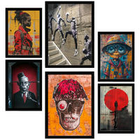 POSTER Set Mit 6 Graffiti Straßenkunst A3 & A4 Schwarzer Rahmen - Schwarz, Papier (29/3cm) - Nacnic