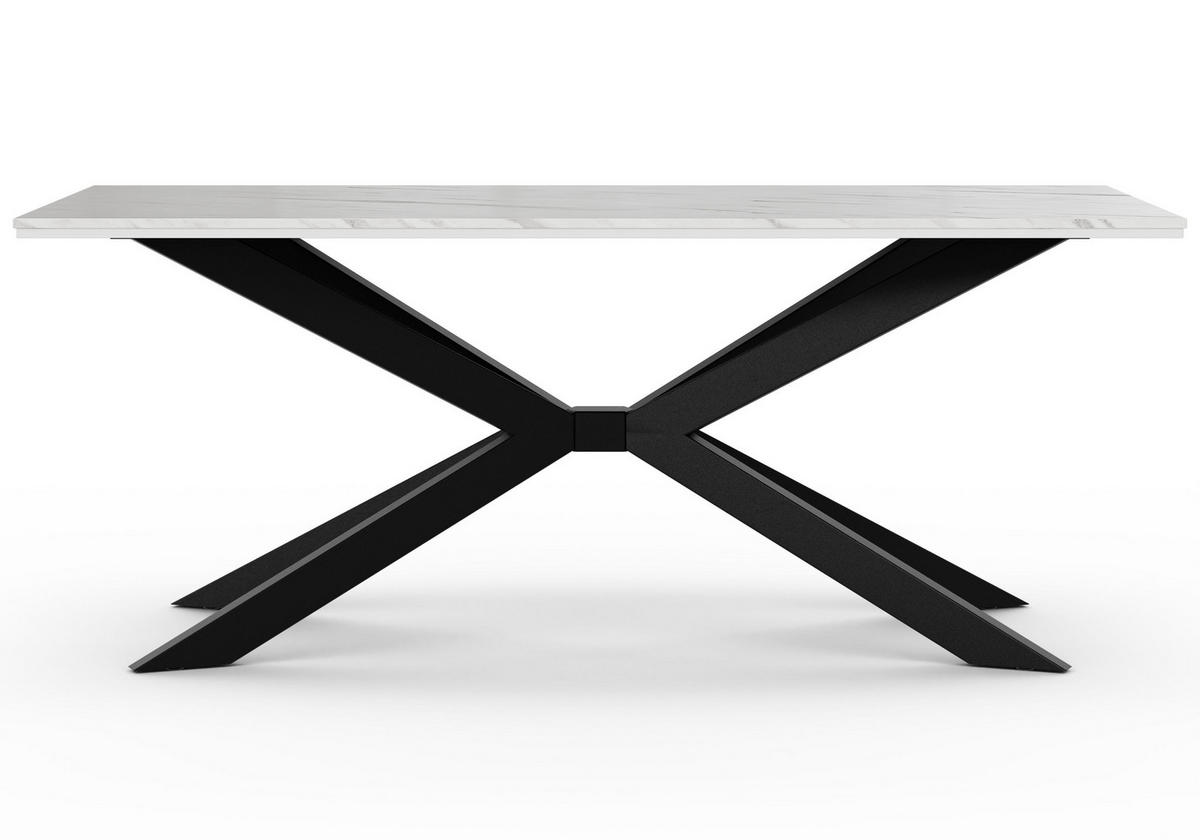 ESSTISCH 190 cm in Weiß Marmor-Optik - Weiß, Metall (90/190/76.5cm) - Home Collective