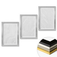 WANDBILDER 3er Set - 20x30 cm Silberner Rahmen - Elegante Marmorstruktur - Silberfarben, Kunststoff (20/30cm) - ArtPrintCave