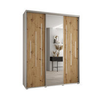 SCHWEBETÜRENSCHRANK 235,2/200/45 3-türig - Silberfarben/Eiche Artisan, Holz/Metall (200/235/45cm) - Abiks Möbel