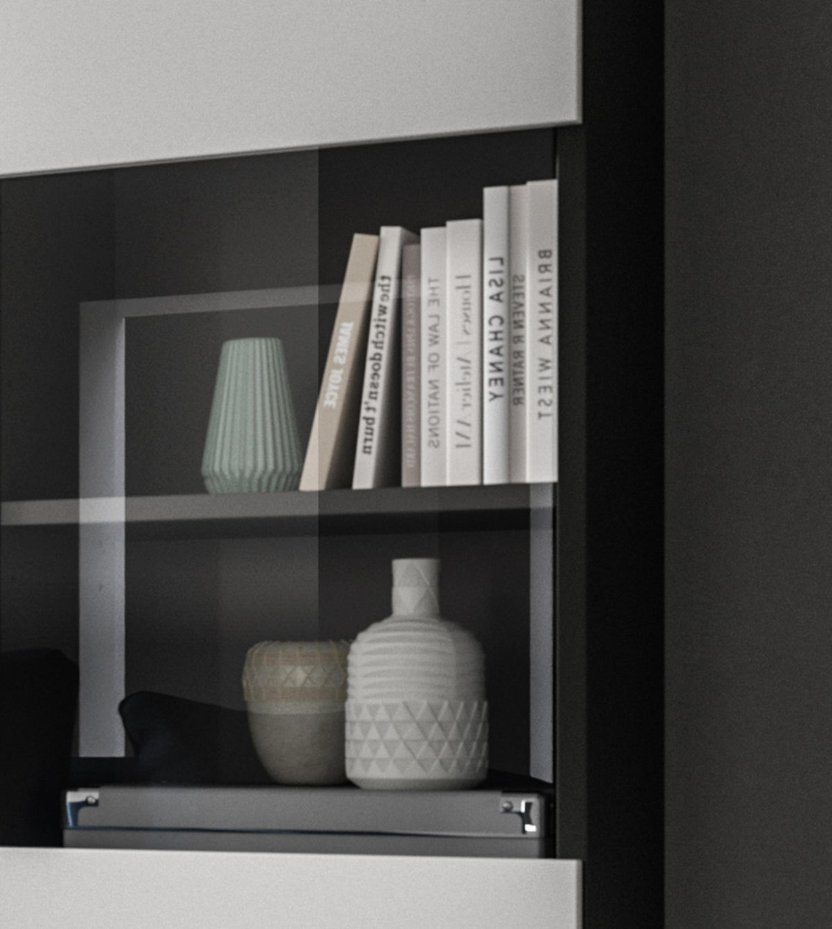 VITRINE weiß, grau, Vitrinenschrank hängend / stehend 36 cm - Schwarz/Weiß, Glas/Holzwerkstoff (36/125/33cm) - Inn.Furn