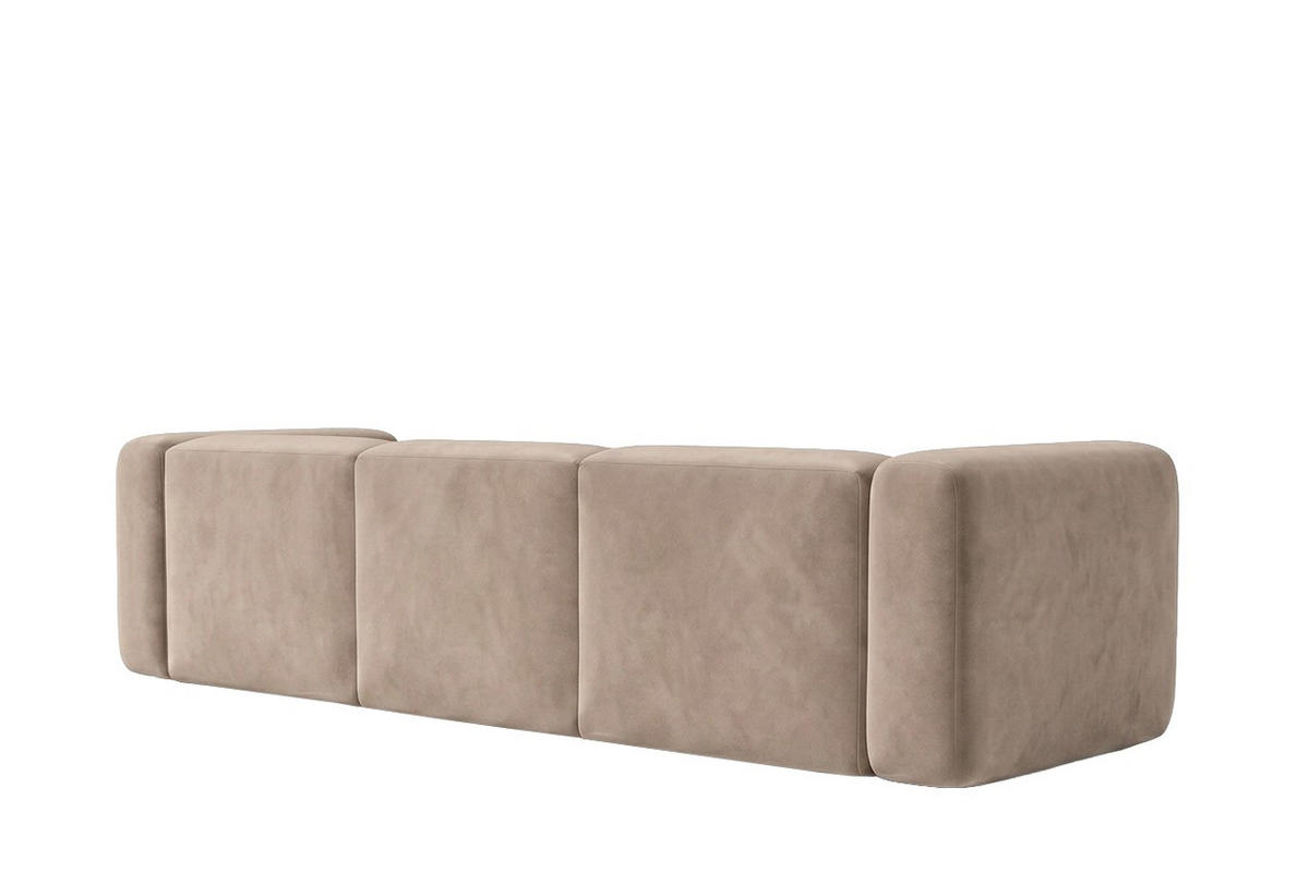 ECKSOFA L-Form, Velvet-Stoff Bluvel, Latte, Rechts, GRETA - Hellbraun, Holz (318/179cm) - Kaiser Möbel