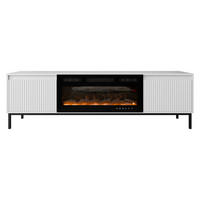 TV-LOWBOARD Ozmi 2K EF mit Kamin - Schwarz/Weiß, Holzwerkstoff/Metall (174/52/40cm) - MIRJAN24