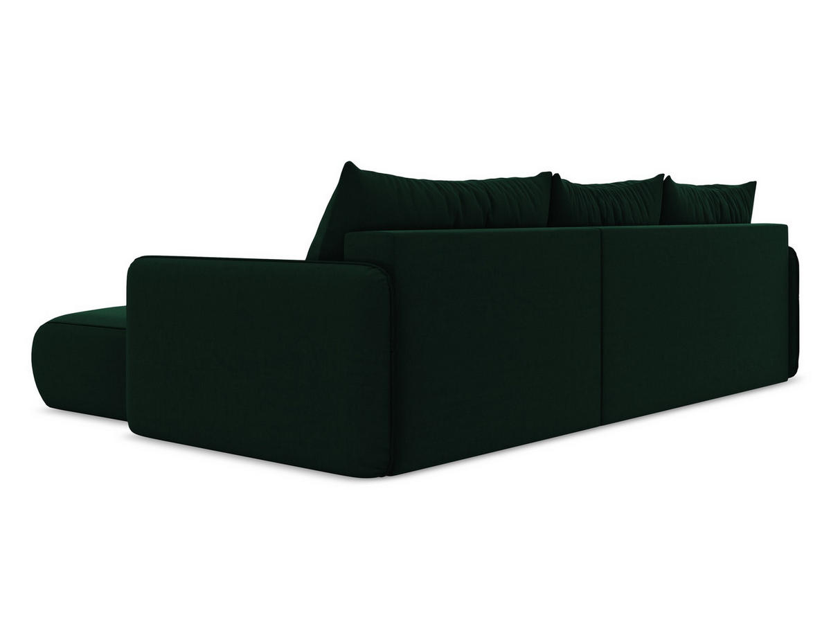 ECKSOFA mit Schlaffunktion Samt Stoff Grün - Dunkelgrün/Schwarz, Kunststoff/Textil (240/148cm) - Makamii