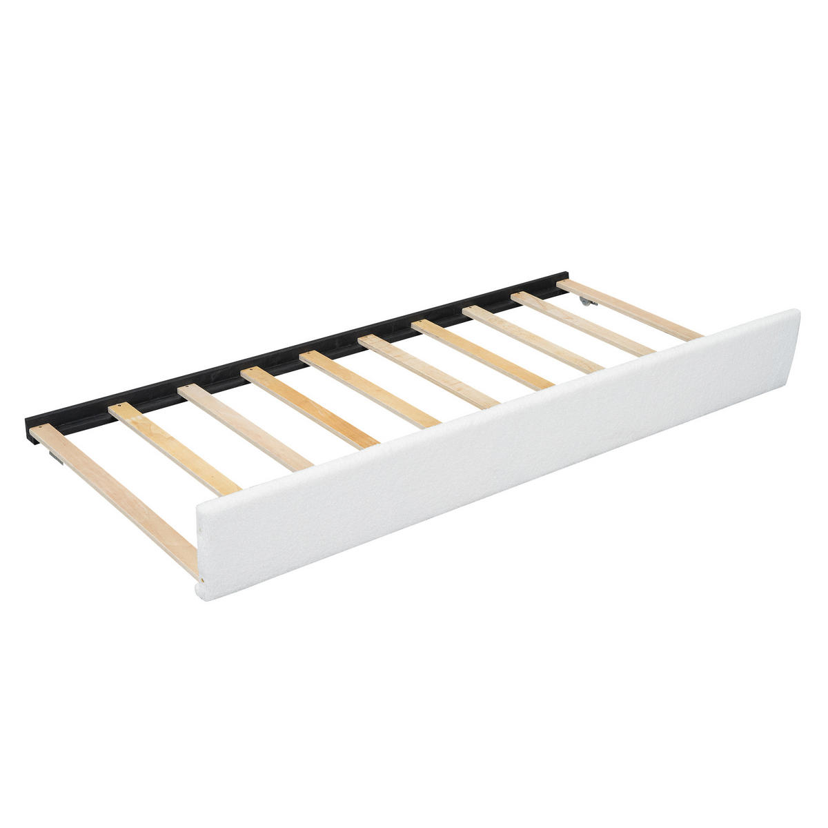 POLSTERBETT aus Plüsch und MDF 90x200 cm Weiß mit ausziehbarem Rollbett und minimalistischer Optik - Weiß, Textil (90/200cm) - Modfu