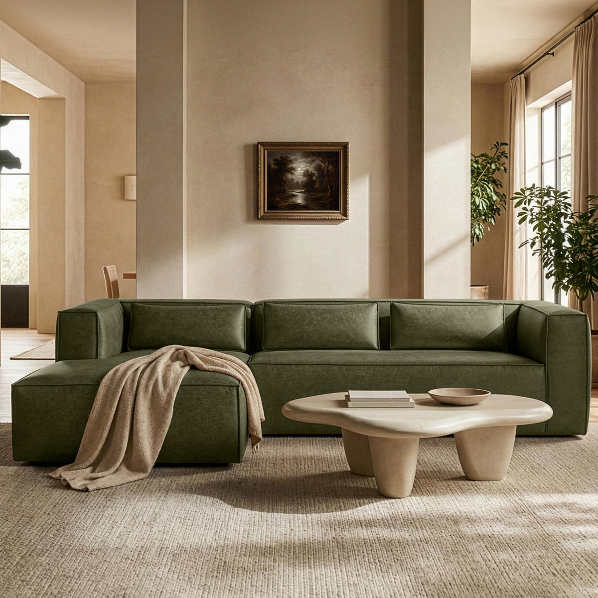 ECKSOFA LINKS FEROX, Grün - Grün, Holz/Holzwerkstoff (300/175cm) - KONSIMO®