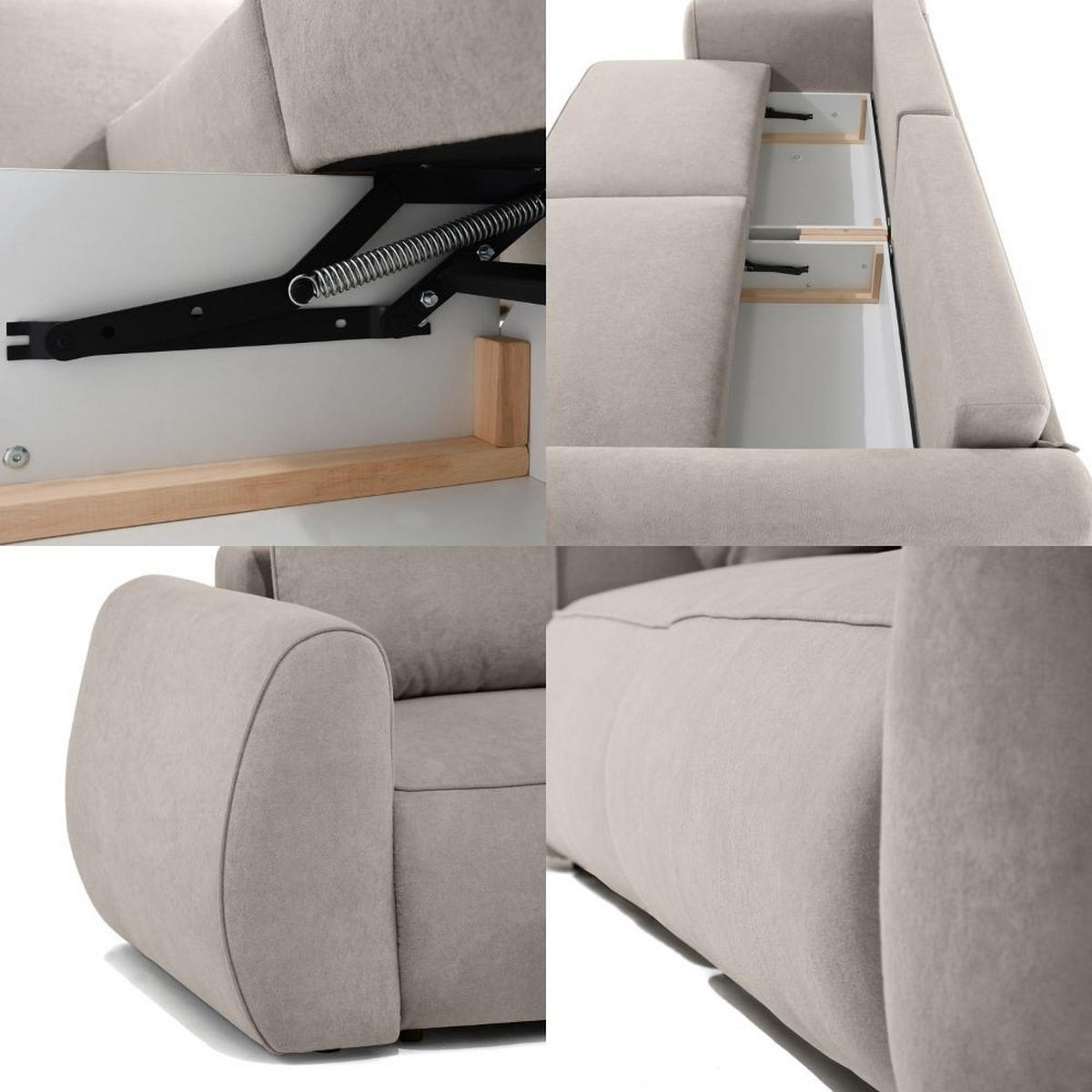 3-SITZER Schlafsofa Bravo mit Eckfunktion, mit zwei Bettkasten, Beige - Beige/Schwarz, Textil (257/96/110cm) - Beautysofa