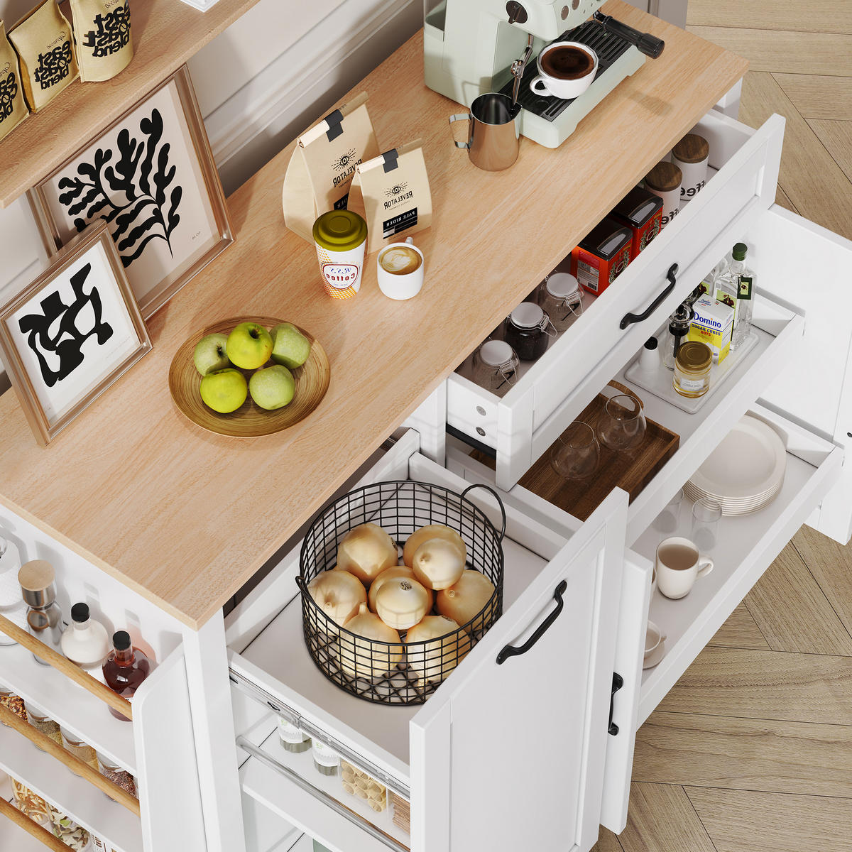 SIDEBOARD in Weiß Buffet mit 3 Türen und Schublade für Esszimmer, Wohnzimmer und Küche, B115/T40/H87 cm - Weiß, Holzwerkstoff/Metall (115/87/40cm) - STILVORA