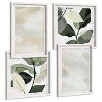 BILDER SET 4er Set - 50x50 cm & 40x60 cm Weißer Rahmen - Leuchtende, abstrakte Boho-Farben - Weiß, Kunststoff (50/50cm) - TULUP