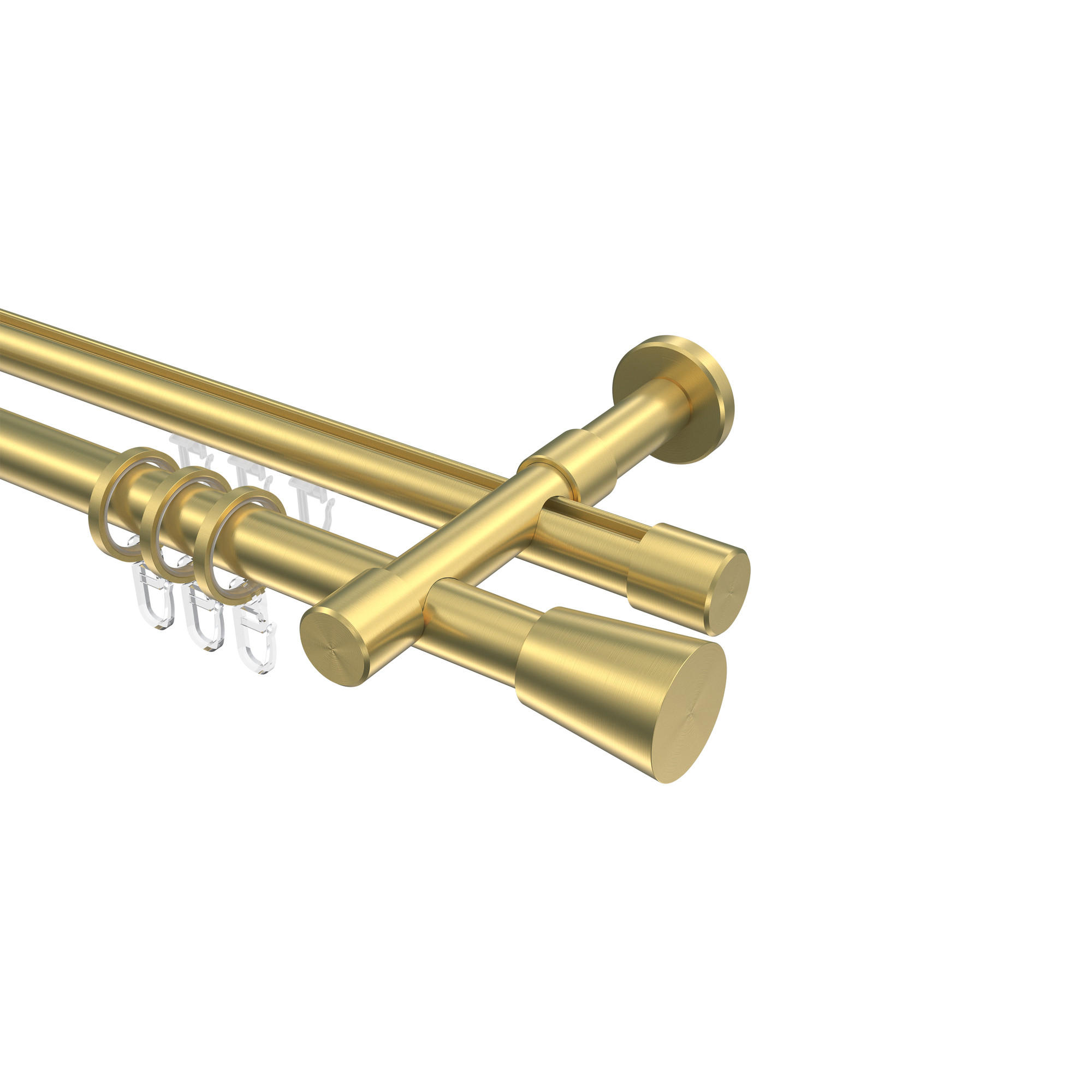 GARDINENSTANGE RUNDROHR-INNENLAUF Prestige Sitra 320 cm (geteilt in 2 x 160 cm), 2-läufig, 20 mm Ø Messing-Optik - Messingfarben, Metall (320cm) - INTERDECO