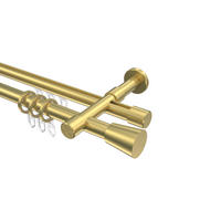 RUNDROHR-INNENLAUF-GARDINENSTANGEN-SET Prestige Sitra 600 cm (geteilt in 3 x 200 cm), 2-läufig, 20 mm Ø Messing-Optik - Messingfarben, Metall (600cm) - INTERDECO