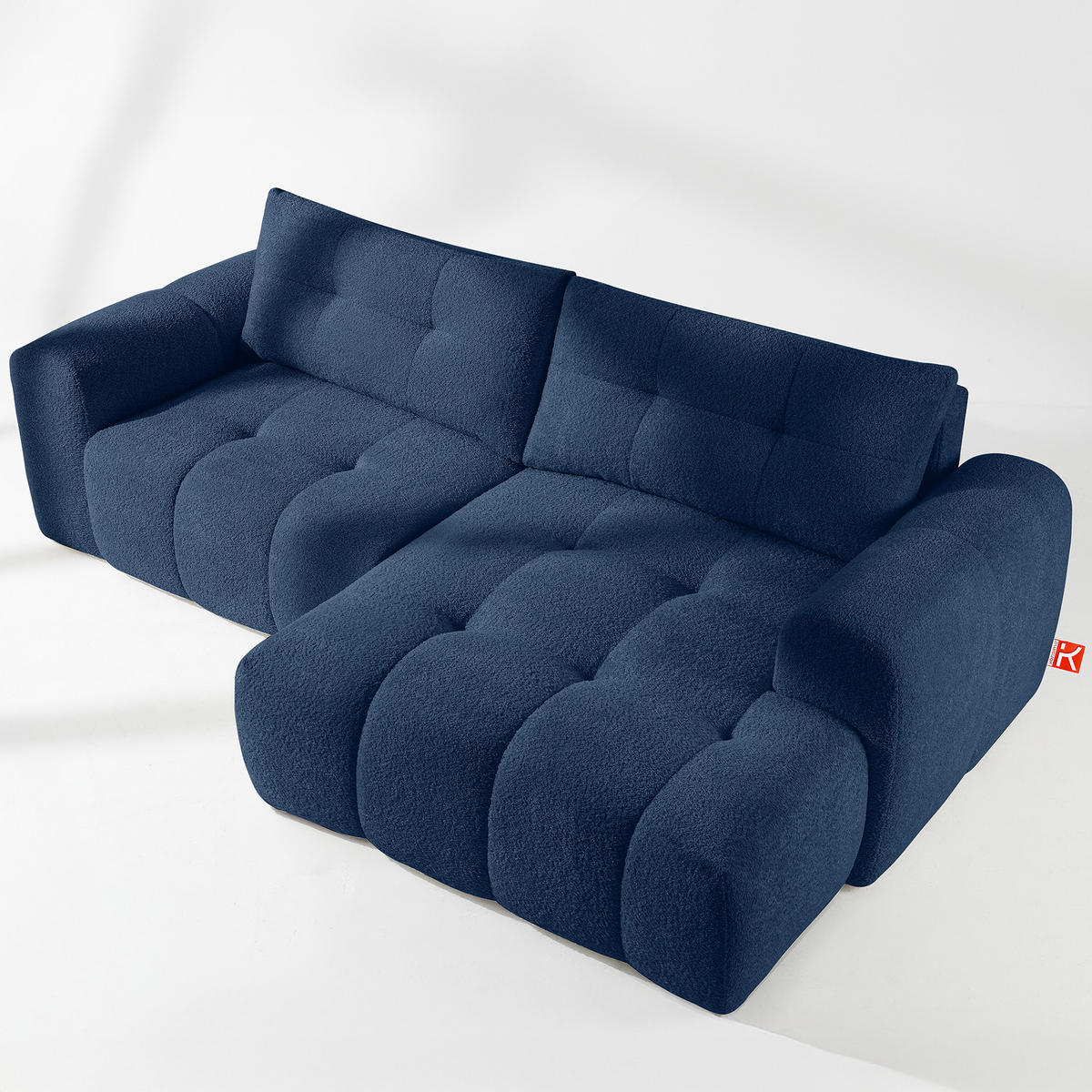 ECKSOFA RECHTS RAVIA, Bouclé, Marineblau - Dunkelblau, Holz/Textil (256/104cm) - KONSIMO®